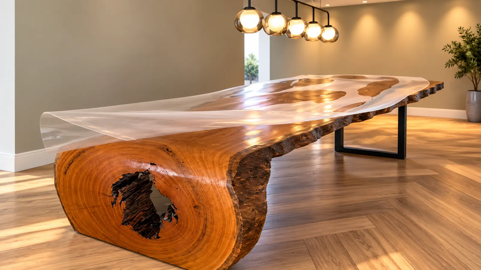 Mesa de madeira maciça recebendo película de proteção